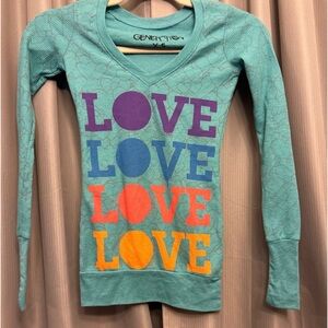 Peace Generation Long Sleeve thermal LOVE Front Size XS NWOT 30%off w♥️ #71